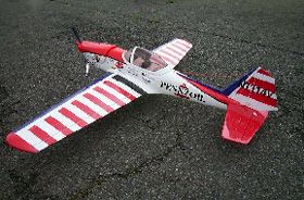 The completed model on the runway ready for test flights.
